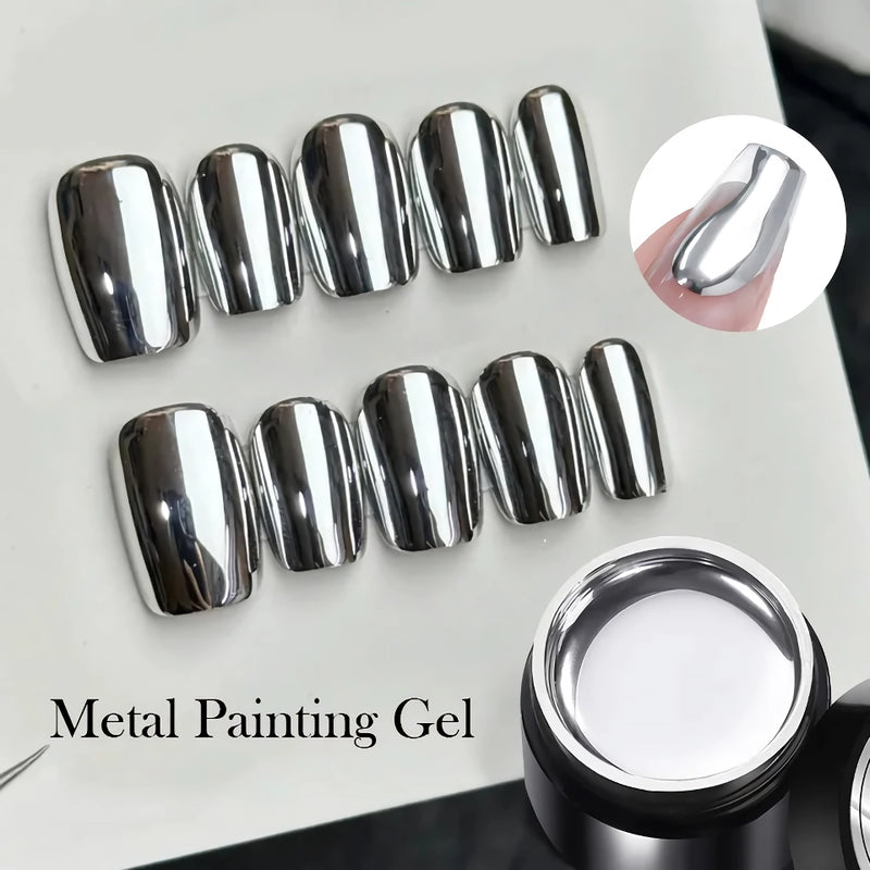 5ml super silver metallic gel nail polish, view 3 - MRSLM