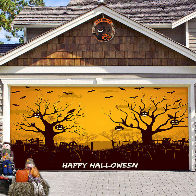 Halloween garage door backdrop hanging cloth, view 30 - MRSLM
