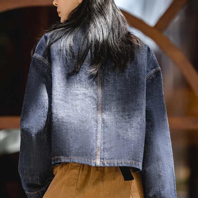 dark blue vintage denim jacket, view 6 - MRSLM