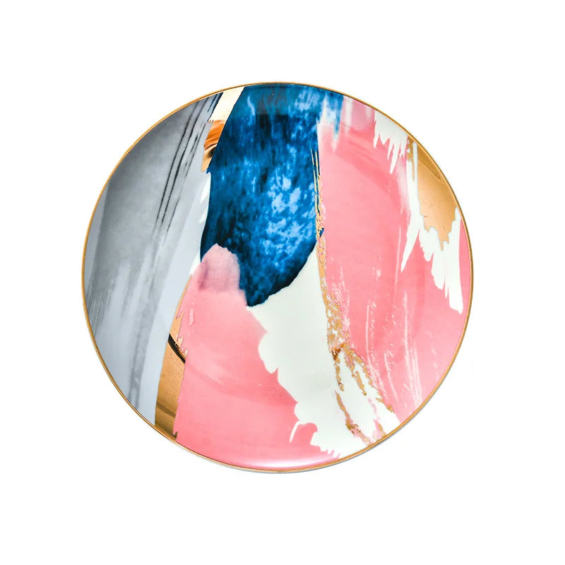 colorful cloud ceramic dinnerware set with gold inlay, view 11 - MRSLM