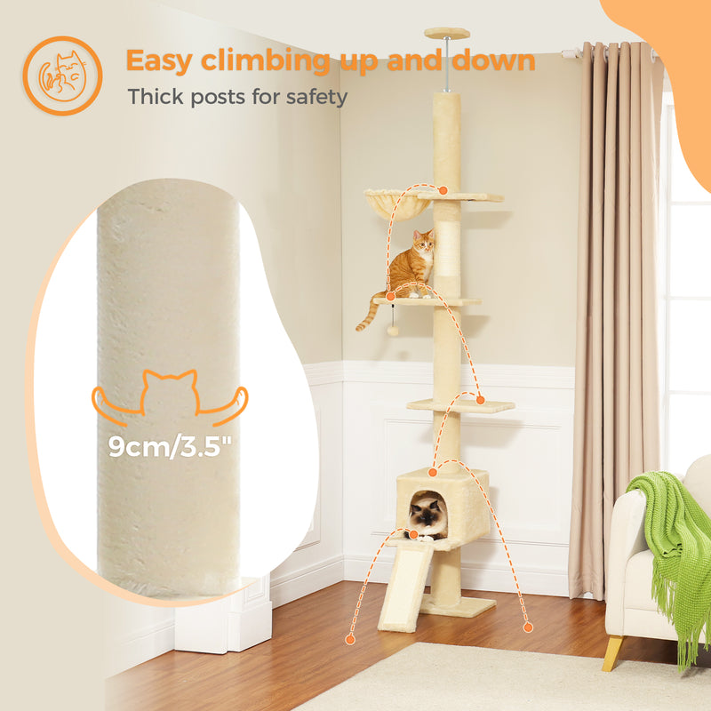 5-tier floor to ceiling cat tree, view 3 - MRSLM