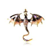 vintage enamel flying dragon brooch, view 3 - MRSLM