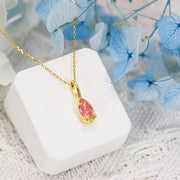 Red corundum double stone silver pendant, view 2 - MRSLM