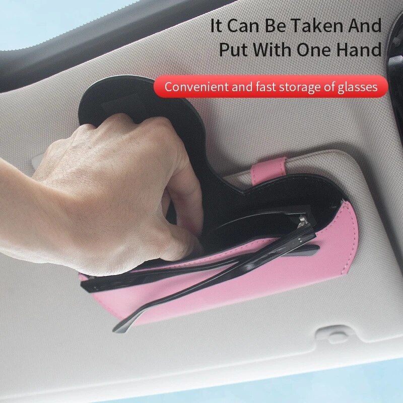 PU leather car visor sunglasses case, view 10 - MRSLM