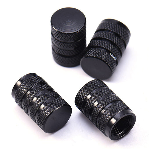 4pcs black aluminum tire valve stem caps - MRSLM