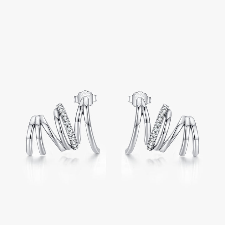 Sterling Silver Studded With Diamonds Fashion Personalized Earrings