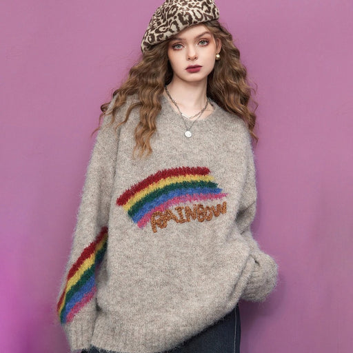 rainbow loose sweater for women - MRSLM
