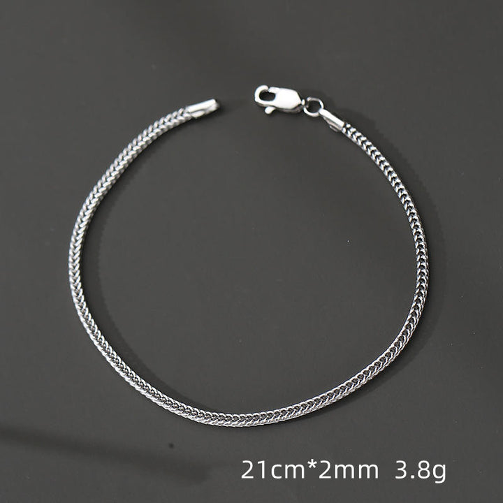 S925 Silver Bracelet Men's Cool Simple And Versatile