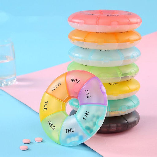 portable 7-day round pill case - MRSLM