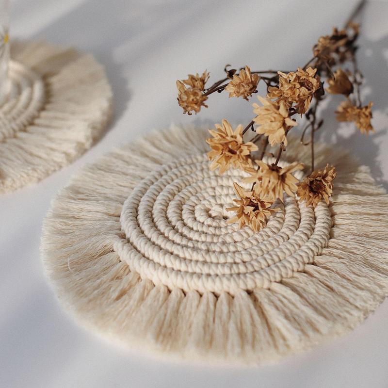 handmade macrame cotton coasters - MRSLM
