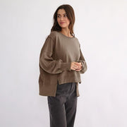 chic oversized cotton sweatshirt, view 4 - MRSLM