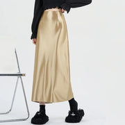 high waist satin maxi skirt, view 4 - MRSLM