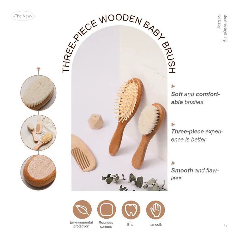 beech wood baby hair brush and massager, view 11 - MRSLM