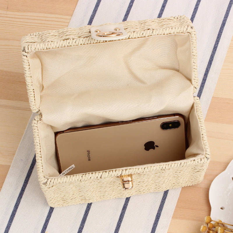 box straw beach bag, view 10 - MRSLM