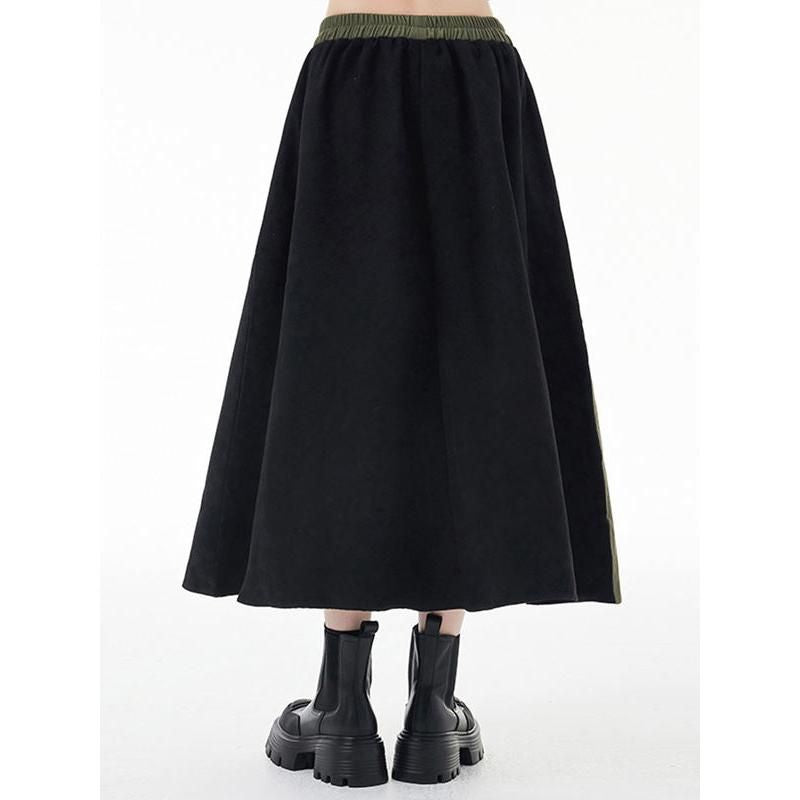 green and black asymmetric A-line skirt, view 6 - MRSLM