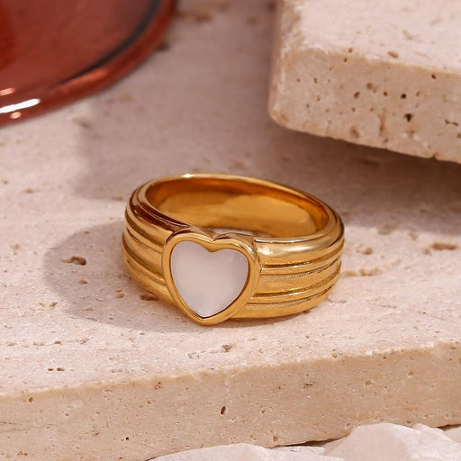 18k gold plated striped heart ring - MRSLM