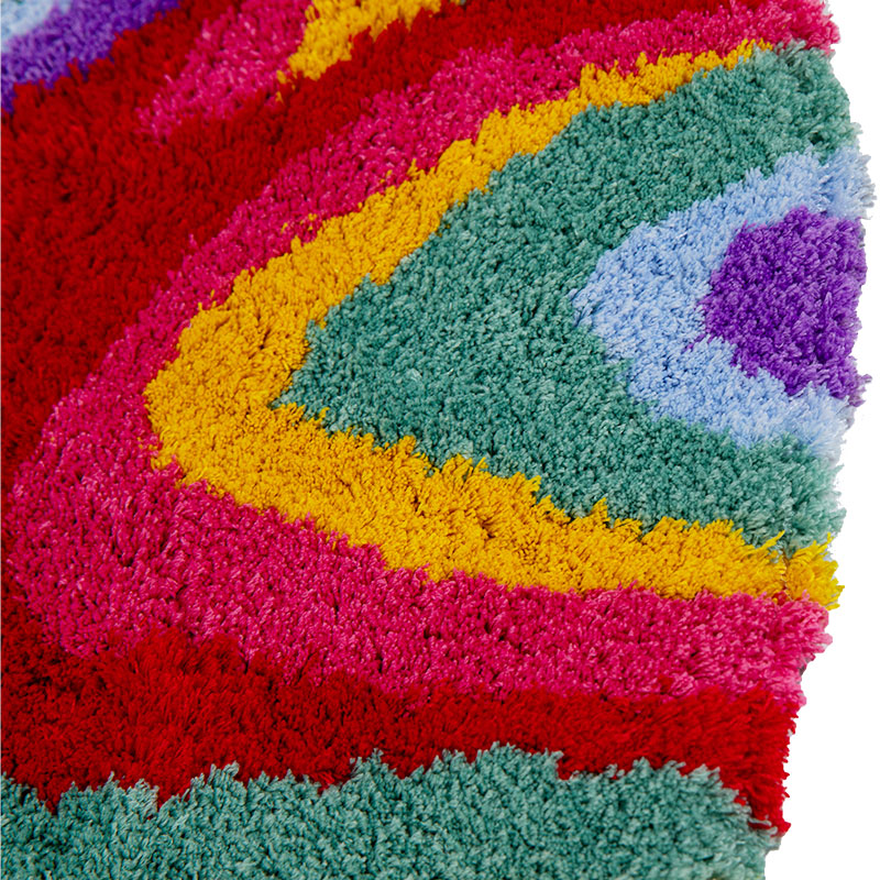 colorful psychedelic round tufted rug, view 5 - MRSLM