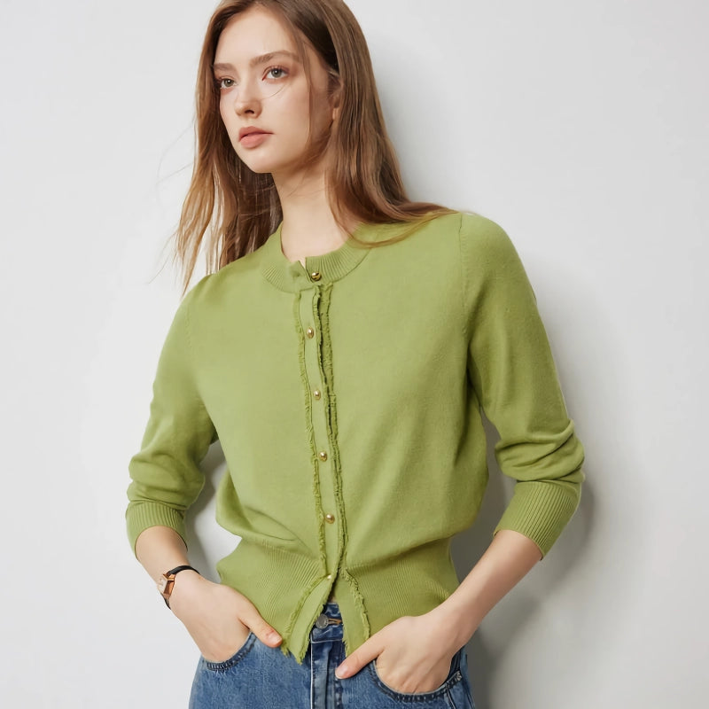 tassel edge slim fit cardigan, view 4 - MRSLM