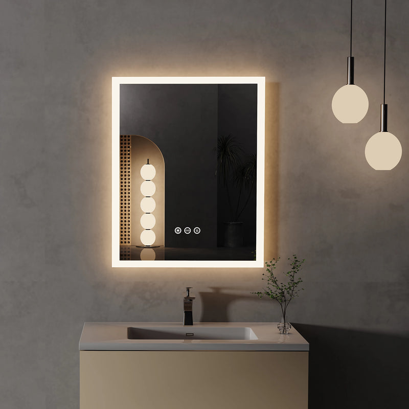 LED lighted anti-fog bathroom mirror, view 3 - MRSLM