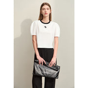 embroidered O-neck t-shirt, view 3 - MRSLM