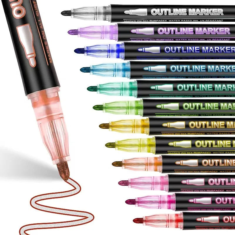 24 color double line contour pen set - MRSLM