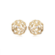 14K gold plated fallen leaf earrings, view 2 - MRSLM