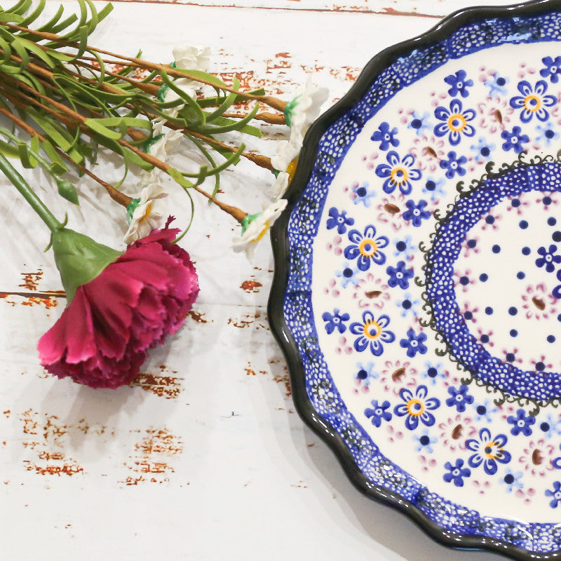 underglaze floral porcelain plate, view 2 - MRSLM
