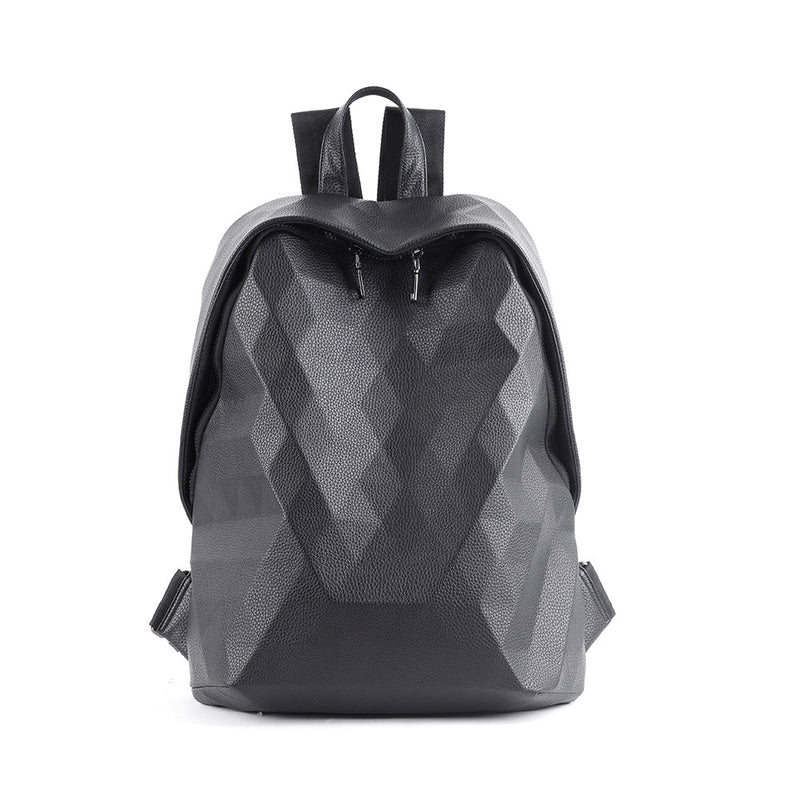 Black PU leather lattice backpack, view 5 - MRSLM