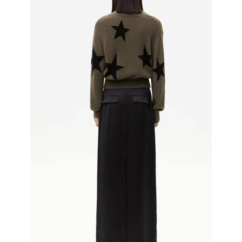 women stars pattern V-neck cardigan, view 6 - MRSLM