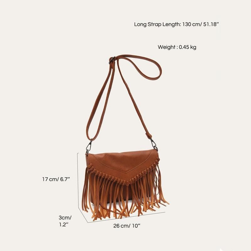 Vintage tassel fringe boho messenger bag, view 9 - MRSLM
