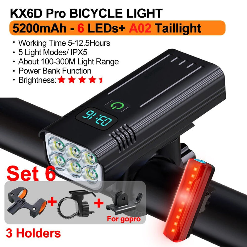 Ultra-bright USB-C rechargeable bike light set, view 3 - MRSLM