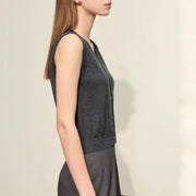woolen vest v-neck knit top, view 6 - MRSLM