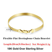 s925 silver flat snake bracelet, view 6 - MRSLM