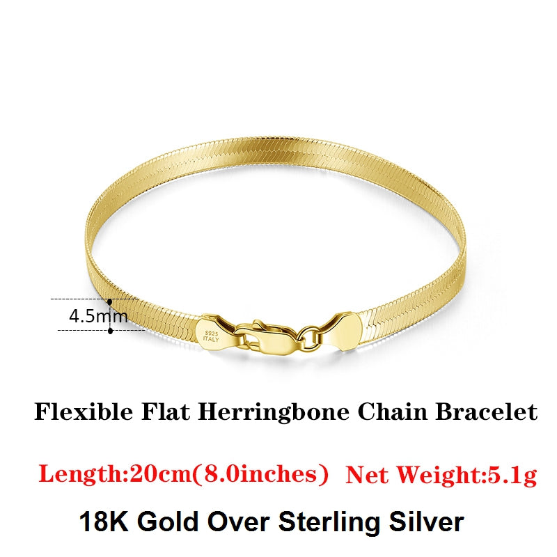 s925 silver flat snake bracelet, view 6 - MRSLM