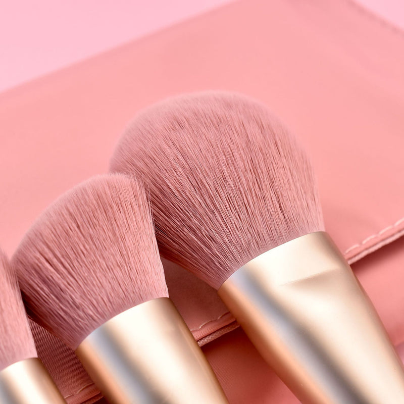 pink makeup brush set, view 3 - MRSLM