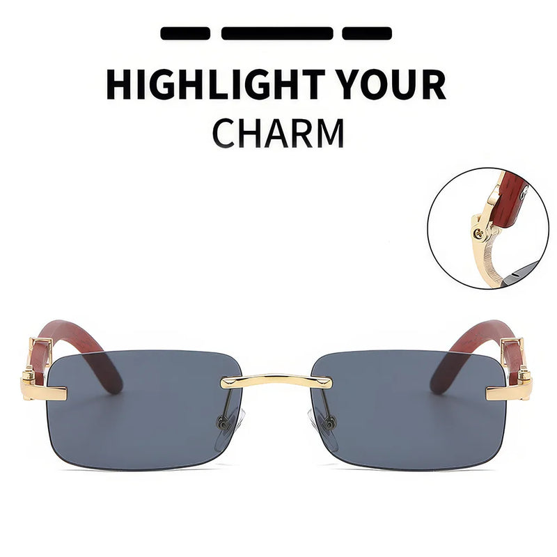 retro wooden frame sunglasses, view 6 - MRSLM
