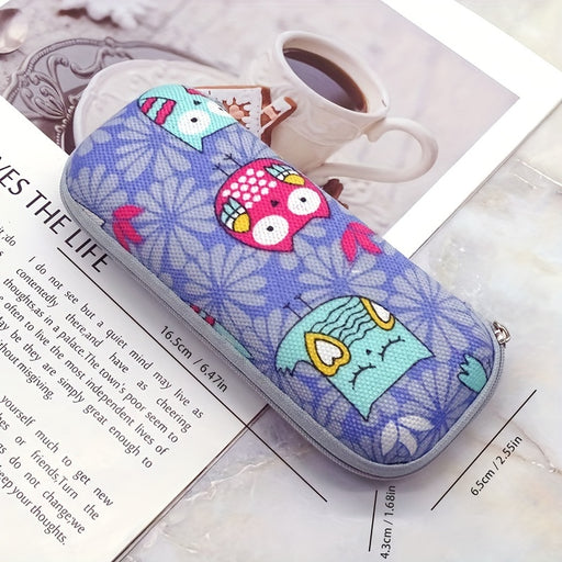 cartoon-themed zippered eyeglass case for kids, view 4 - MRSLM