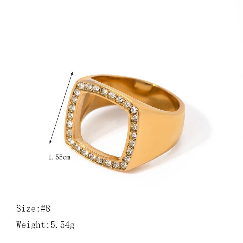 18k gold plated chunky square ring, view 4 - MRSLM