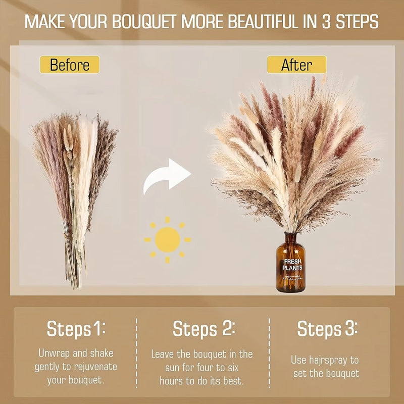 dried pampas grass bouquet, view 7 - MRSLM