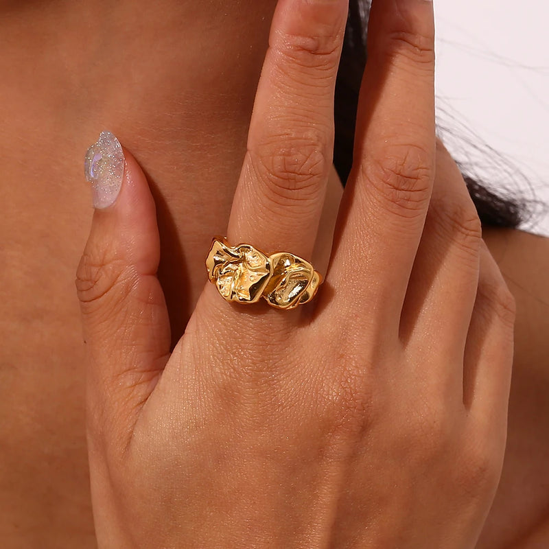 gold plated geometric open ring, view 3 - MRSLM