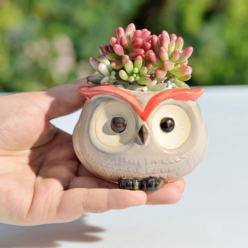 owl ceramic flower pot, view 10 - MRSLM