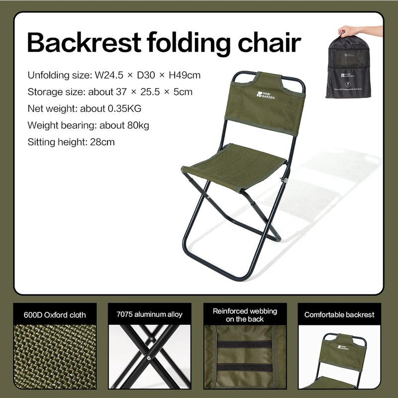 lightweight portable folding chair with backrest, view 5 - MRSLM
