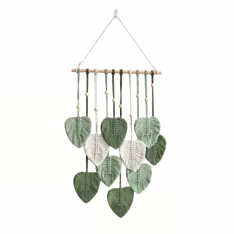 handwoven cotton rope leaf wall tapestry, view 9 - MRSLM