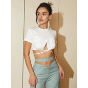 crisscross tie-back crop tee, view 3 - MRSLM