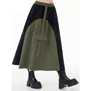 green and black asymmetric A-line skirt, view 2 - MRSLM