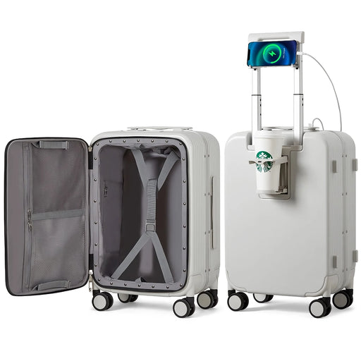 24 inch aluminum frame luggage with usb port - MRSLM