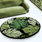 round green monstera leaf plush rug - MRSLM