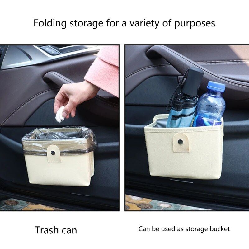 leather car trash bag with organizer, view 8 - MRSLM