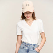 women's embroidered v-neck tee - MRSLM