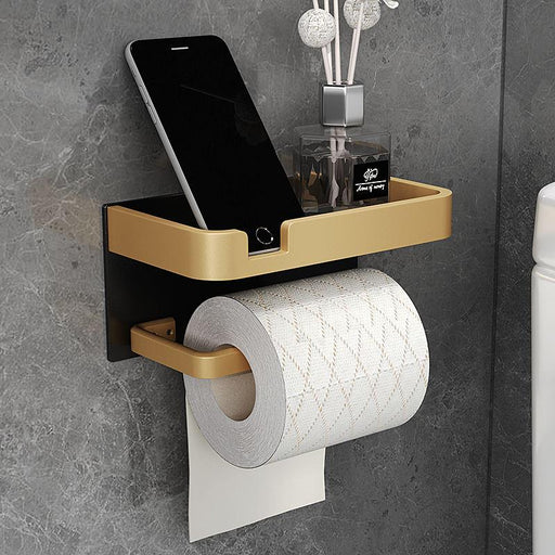 black and gold aluminum paper holder with phone shelf - MRSLM